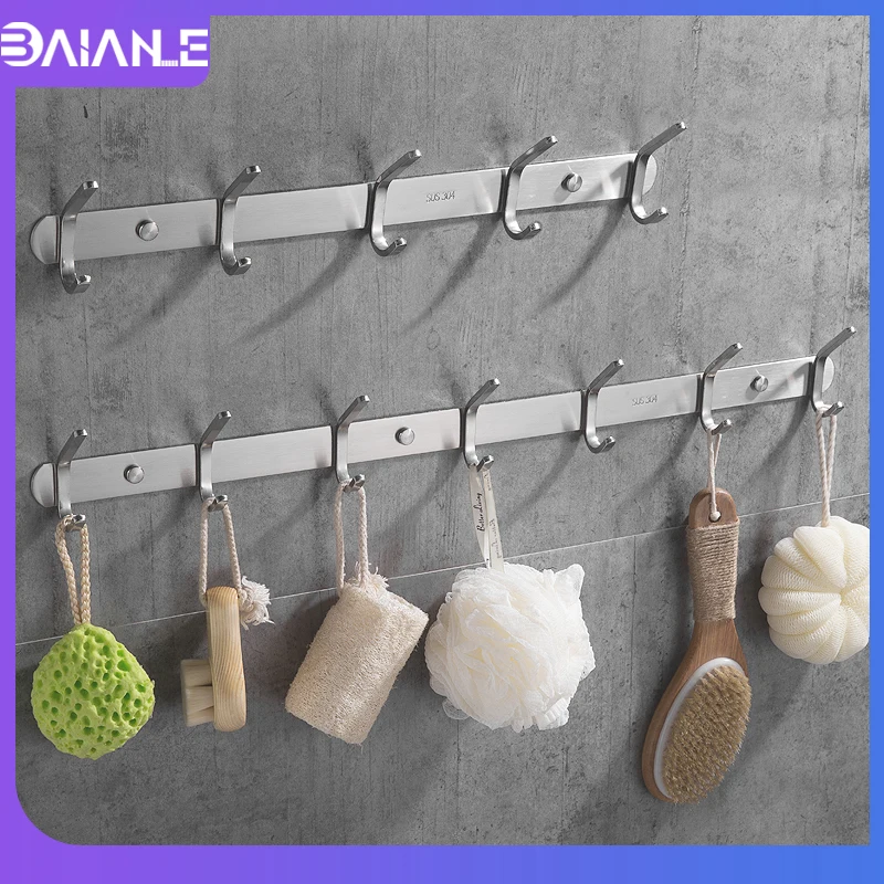 

304 Stainless Steel Robe Hook Bathroom Hooks for Towels Key Bag Hat Clothes Rack Decorative Coat Hooks Wall Mounted Door Hanger