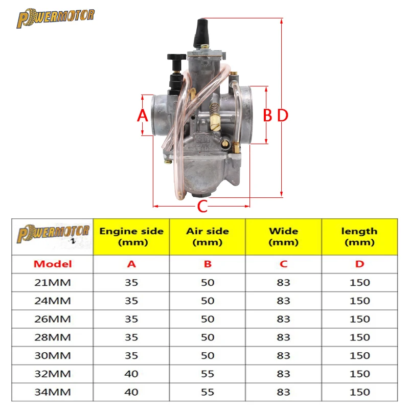 PowerMotor OKO 2T 4T PWK 21 24 26 28 30 32 34 мм Carburador Carburatore 50CC-250CC питбайк Dirt bike Carburateur Moto ATV