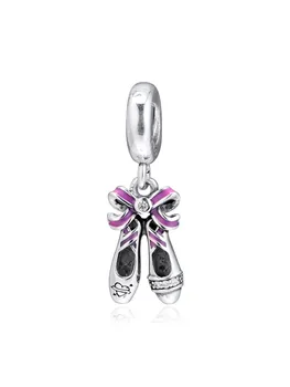 

Pink Bow Girl Ballet Dance Shoes Silver 925 Charms for Jewelry Making Floating Pendant For Charms Bracelets Silver 925 Jewelry