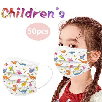 

Lovely Print Children's Mask Disposable Face Fabric Facial Mask Non-woven Industrial 3 Ply Ear Loop 50PC Spain Mascarillas#YL5