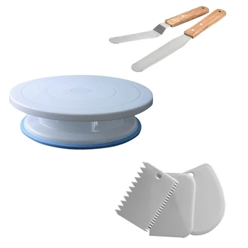 

Manual Rotary Round Cake Rotary Turntable Set Baking Tool Spatula Cake Turntable Decorating Table