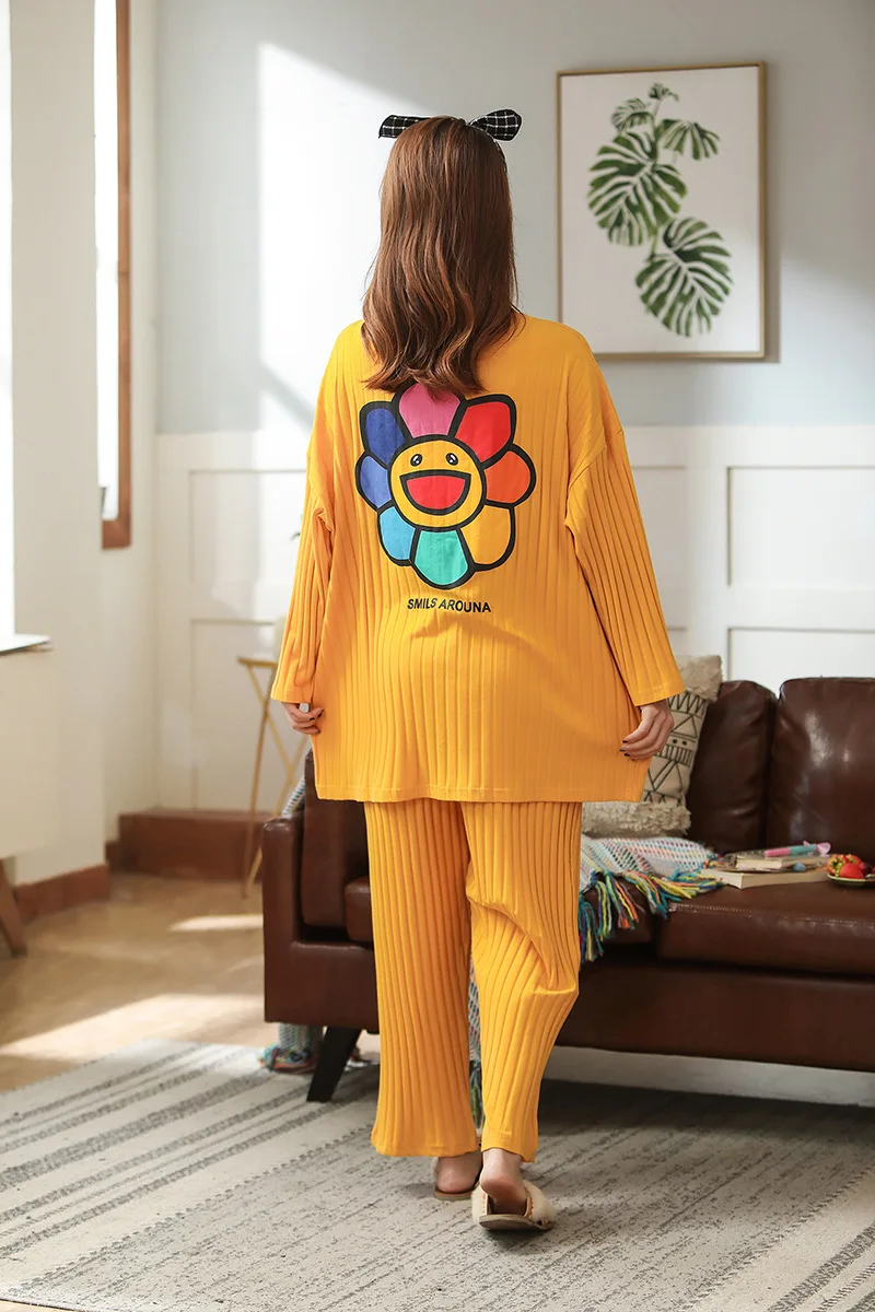4xl 5xl Plus Size Pajamas Women Cotton Sleepwear Winter Pijama Women Round Neck Night Suit Solid Warm Pyjama Set Home Clothes
