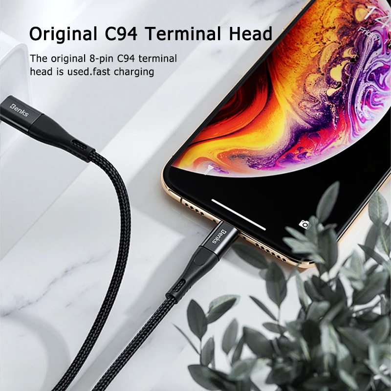 Benks MFi кабель для Apple iPhone XS 11 Pro MAX X XR 8Plus PD Быстрая зарядка usb type C к Lightning телефонный кабель для iPad Pro шнур