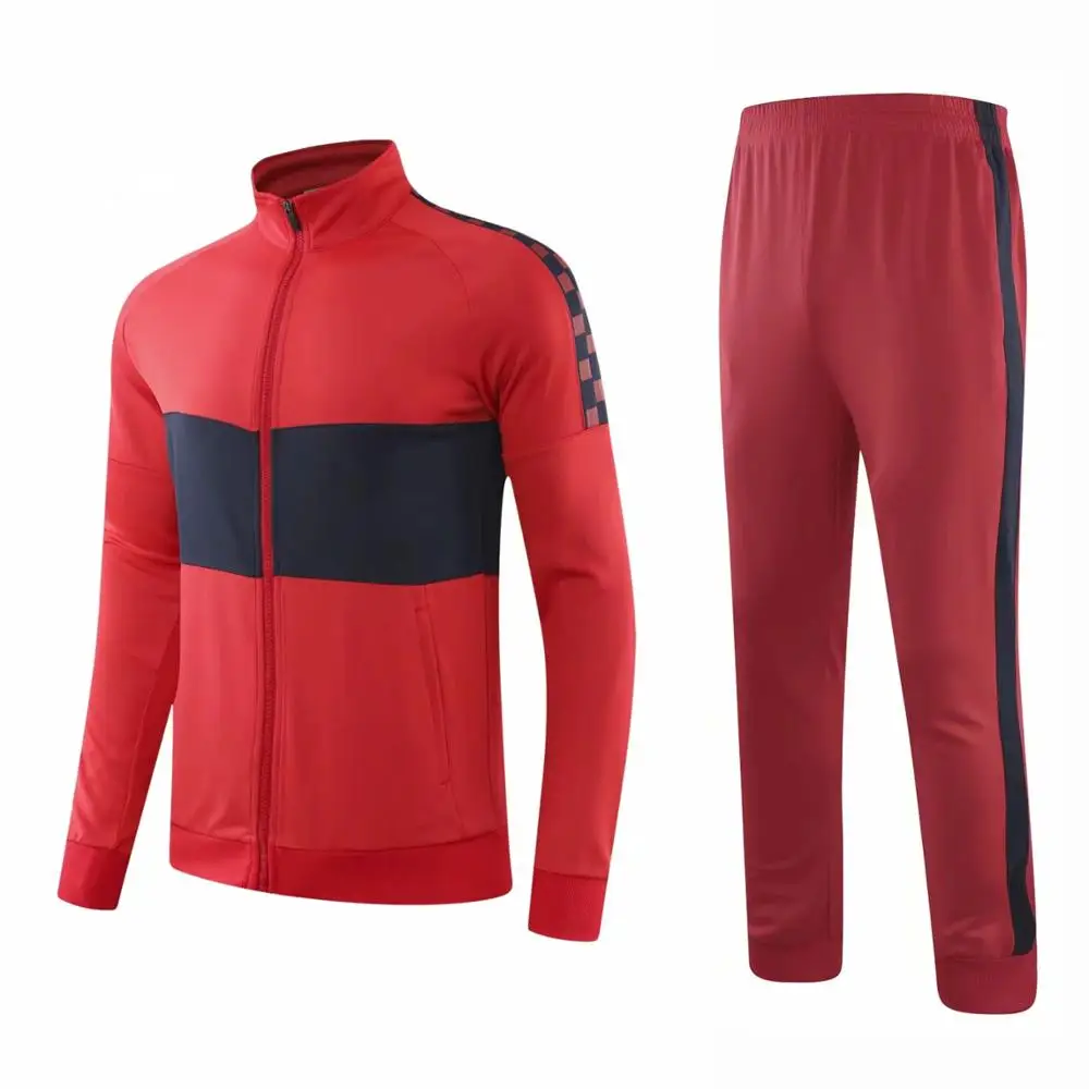 6629 red Navy set Новинка 19/20, детские штаны для взрослых, спортивные штаны для тренировок, футбольные майки, комплект, куртка для бега, мужской спортивный тренировочный костюм, униформа, костюм - Цвет: 6629 red Navy set