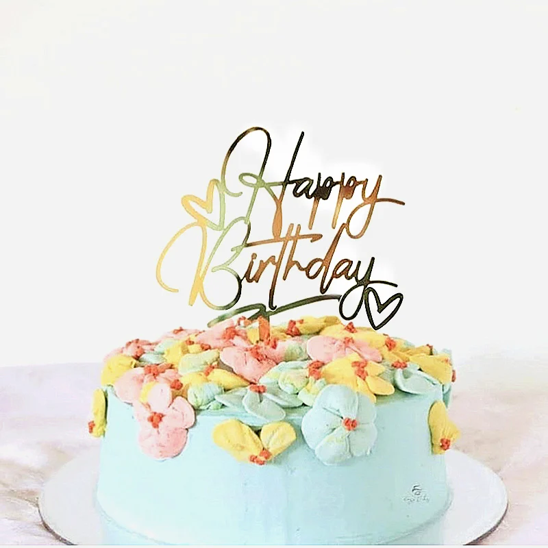 party decorations birthday party supplies cake topper cake decorations cake toppers cupcake supplies gold leaf cake decorations Gold Silver Happy Birthday Cake Toppers Acrylic Classic Birthday Cupcake Topper Dessert Decoration For Baby Shower Cake Supplies