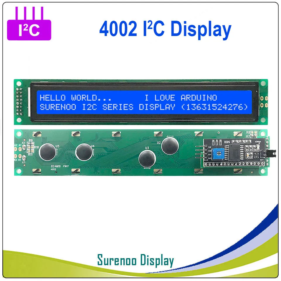 B Solder to LCD Серийный IIC/igc/TWI 4002 402 40*2 символ ЖК-модуль дисплей желтый зеленый синий с подсветкой для Arduino - Цвет: B Solder to LCD