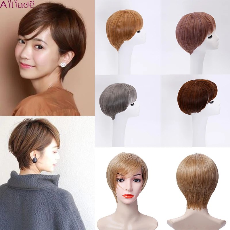 Короткие парики AILIADE Pluffy для белых женщин парик из синтетических коротких