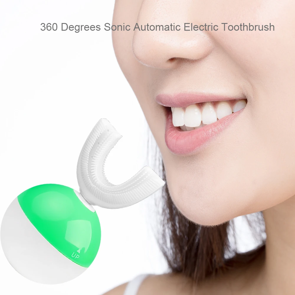 360 Degrees Intelligent Automatic Sonic Electric Toothbrush U Type 4 Modes Tooth Brush USB Charging Whitening Blue Light | Бытовая