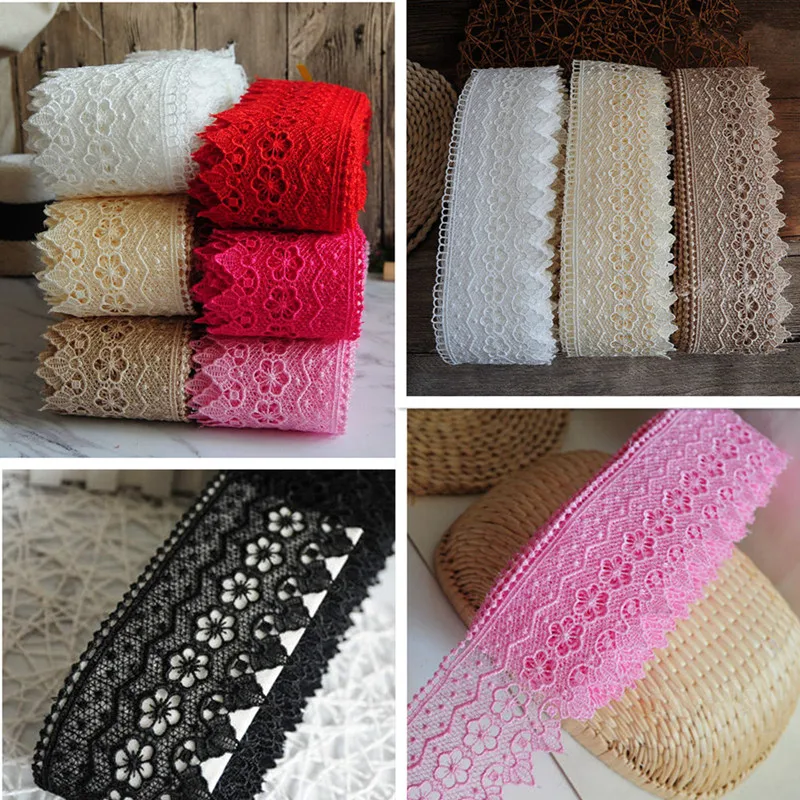 

1 Yard, Embroidered Crochet Lace Trim Ribbon Appliques Home Textiles Curtain Wedding Sewing Crafts DIY FL99