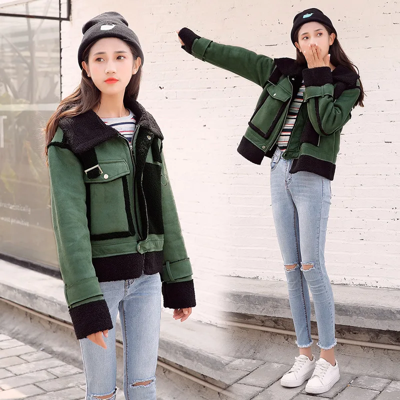 Winter New Style Korean-style Zhoudongyu Celebrity Style Lambs Wool Coat Women's Short Cotton-padded Clothes