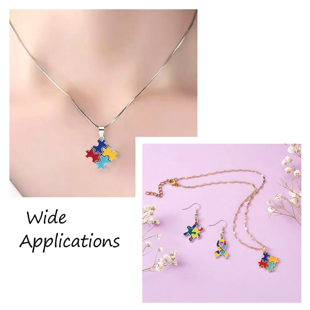 Pandahall 12pcs/box Alloy Enamel Pendants Charms Heart Cross with Puzzle for Jewelry Making DIY Bracelet Necklace Craft Finding