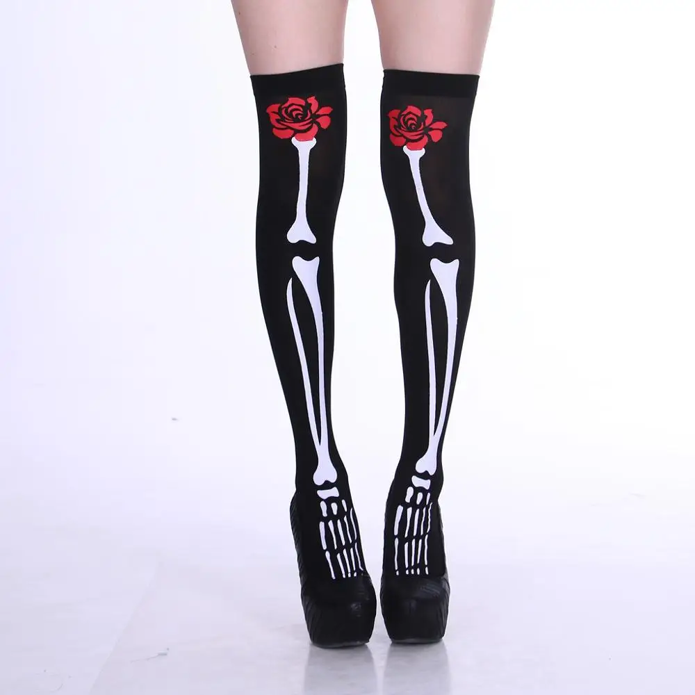 Женские носки на Хэллоуин носки с принтом черепа косплей костюм вечерние носки с принтом стильные носки для девочек карнавал Chaussette Lady Meias# W0