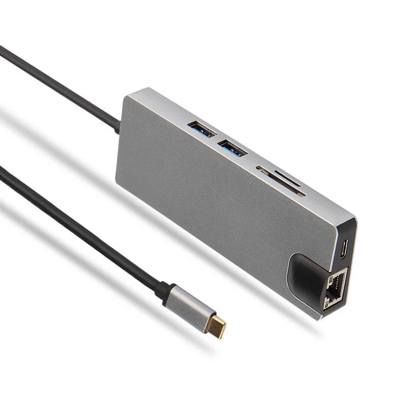 Ajiuyu USB C концентратор type-C адаптер док-станция Thunderbolt 3 мульти порт HDMI VGA USB RJ45 Gigabit Ethernet сплиттер для MateBook Pro Air