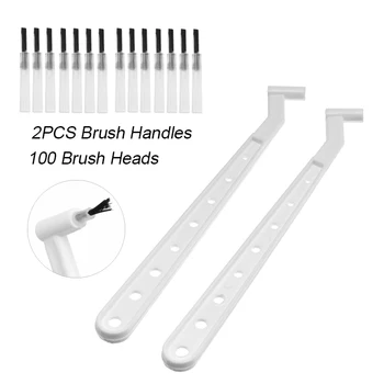 

100PCS/Lot Disposable Dental Brush Heads Tips With 2PCS Dental Brush Handles For Denrist Lab Supplies Oral Care Tool