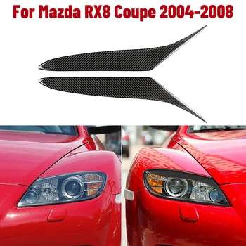 

2PCS Carbon Fiber Car Headlight Headlamp Eyebrows Eyelids Trim Cover Stickers for Mazda RX-8 RX8 2004-2008