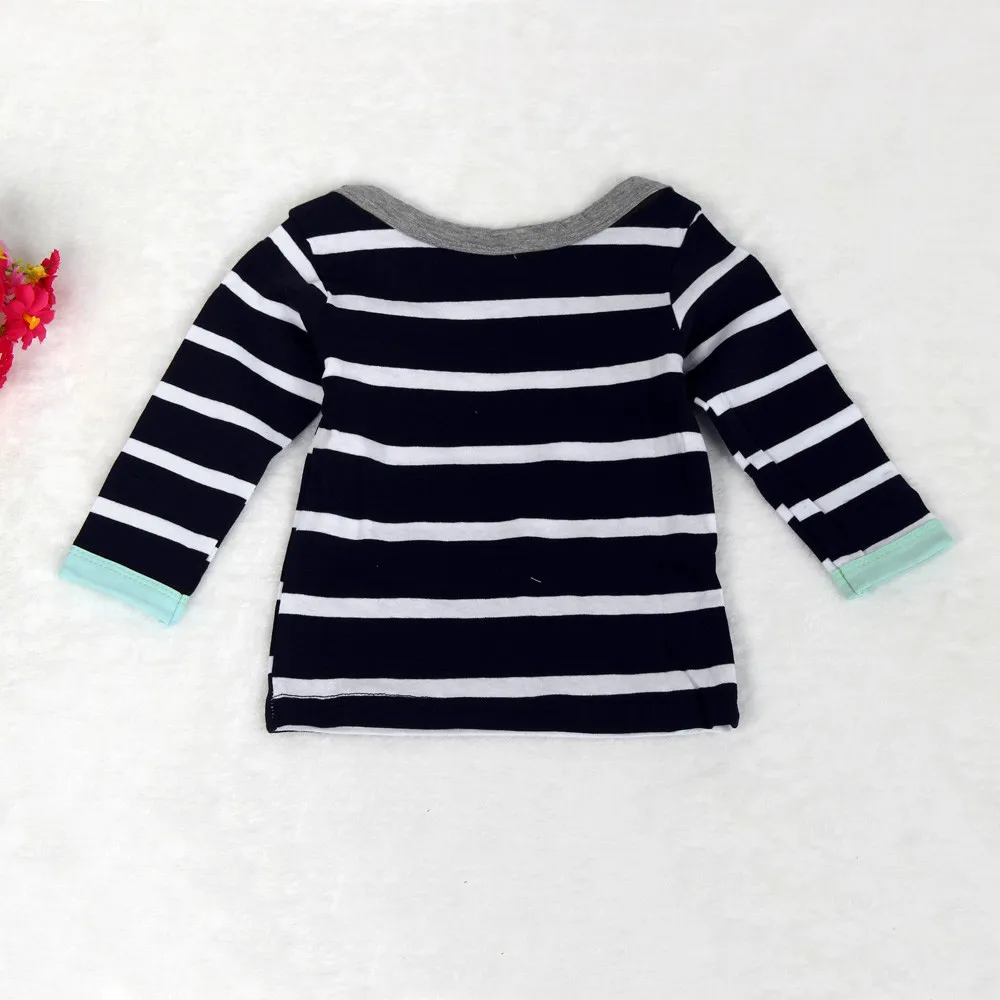 Модная одежда для маленьких девочек хлопковая одежда с круглым вырезом для маленьких мальчиков полосатая футболка с длинными рукавами зимний топ+ длинные штаны+ шапочка, 1 комплект, H4