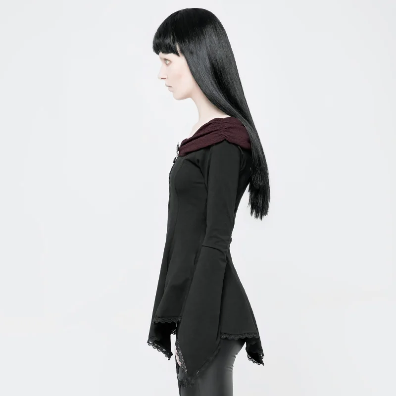 PUNK RAVE Gothic Gorgeous Long Sleeve Lace Edge T