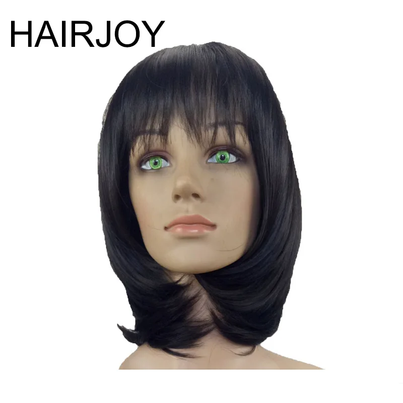 HAIRJOY Женские синтетические волосы парик Боб Прическа средняя часть челка короткие прямые блонд черный коричневый 4 цвета доступны