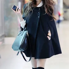 Куртка Пальто Женская свободная шерстяная накидка пончо "летучая мышь" Зимняя накидка верхняя одежда Повседневная стильная S~ 2XL