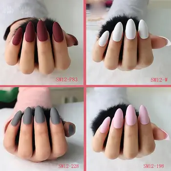 

New 24PCS Fashion Beauty Sexy Acrylic Fake Nails Tips Dull Polish Matte Decorated For Fashion Nail Art False Nails Tools Make Up