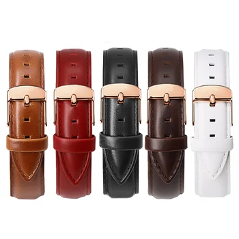 

Watchbands Substitute dw Watch Strap Genuine Leather Men and Women Black Red White Brown Leather Belt Universal Watch Bracelet