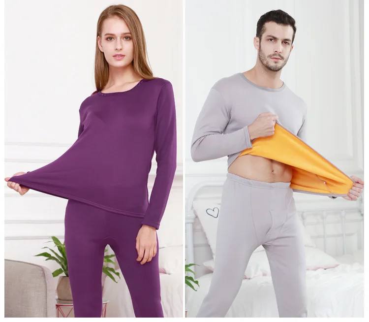 Warm Thick Plus Velvet Thermal Underwear Men Women Long Johns Fleece Male Female Autumn Winter Shirt+pants 2 Piece Pajamas Sets