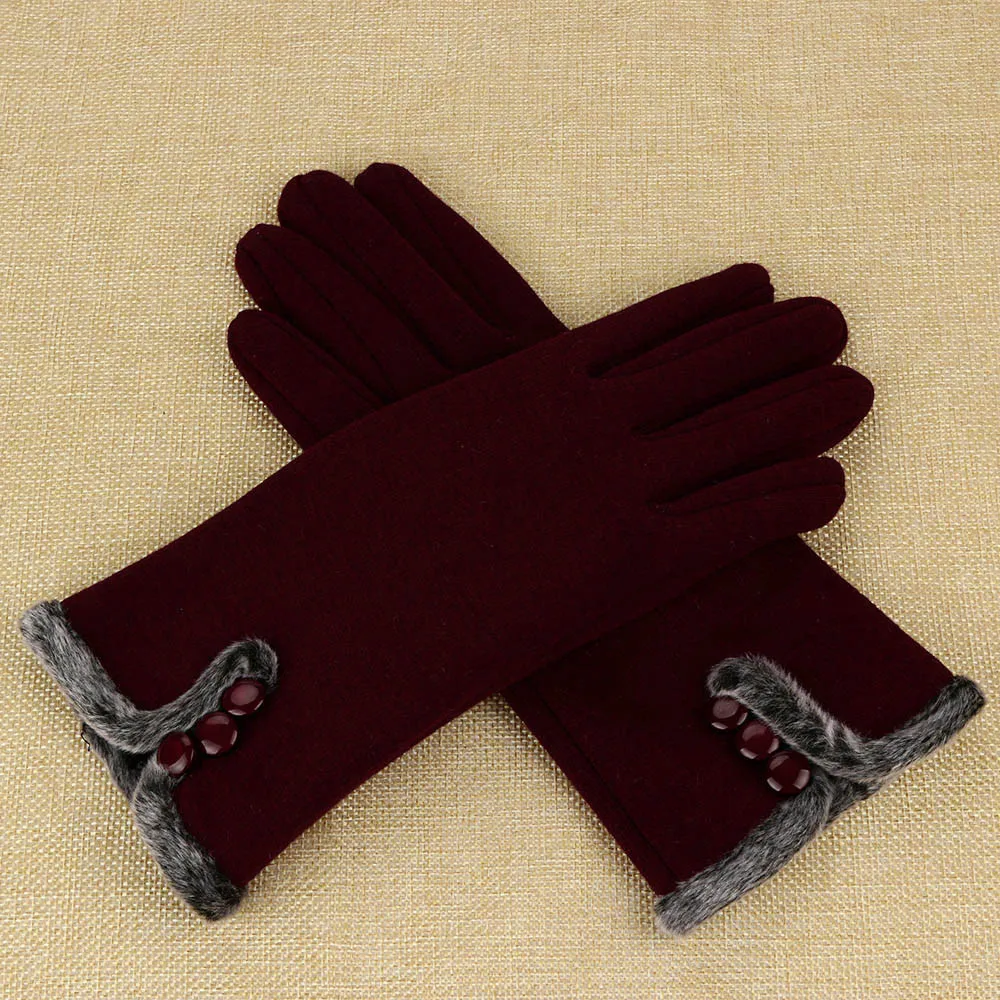 Спальное место# P501 Для женщин кашемировые Утепленная одежда вождения полный палец перчатки Сенсорный экран перчатки luva зима Лидер продаж