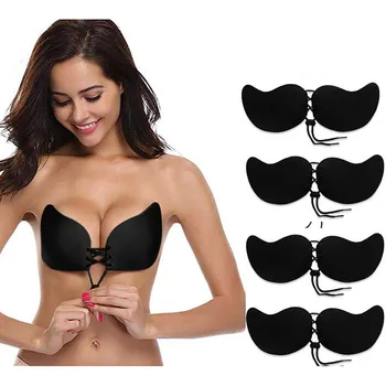 

4PC Women Swimsuit Chest Pad Sexy Strapless Instant Breast Lift Invisible Silicone Push Up Bra Bikini Breast Lift Silicone Pad