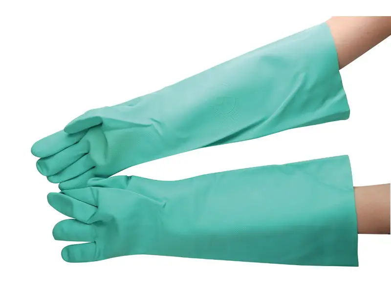 Большой размер, удлиненные нитриловые промышленные перчатки, кислота и щелочь, химическая защита, тест, маслостойкие 45 см резиновые