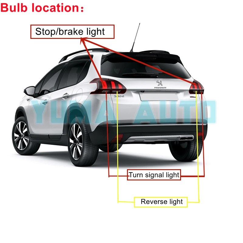 Canbus LED Bulbs Tail Light For Peugeot 2008 2013+ Stop brake LED