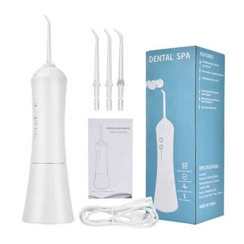 

3 Modes Portable Oral Irrigator USB Rechargeable Water Flosser Dental Water Jet 230ML Water Tank Waterproof Teeth Cleaner +3 Jet