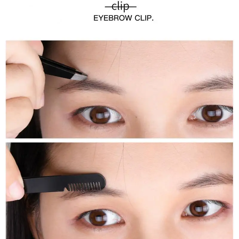 Black Eyebrow Trimming Scissors Stainless Steel Tweezers Eyebrow Scraping Comb Razor Clip Makeup Tools Sets