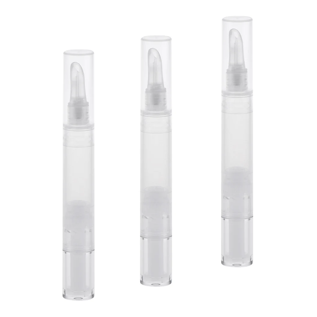 3pcs Empty Twist Pen Silicone Tip Cosmetic Container Lip Gloss Balm Tube 5ml