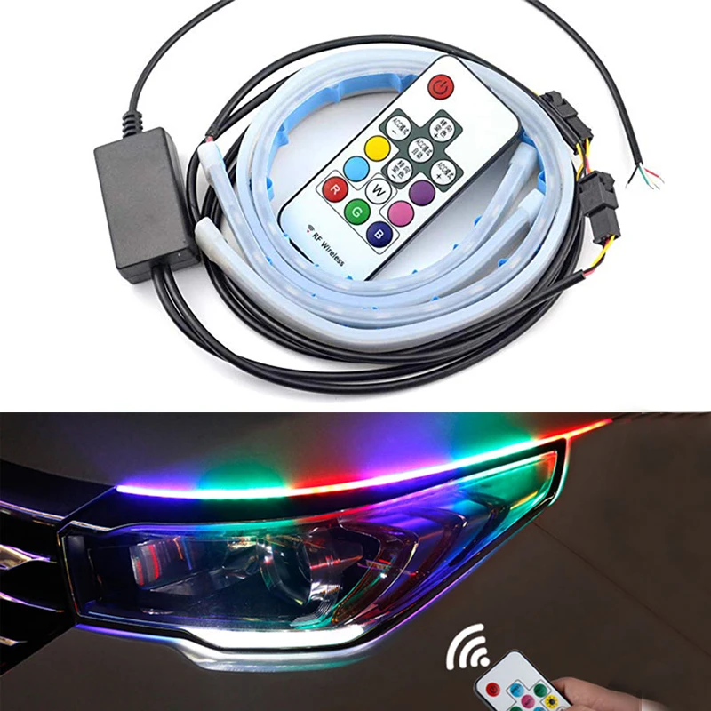 

2Pcs 60cm RGB Flexible Car Soft Tube LED Strip Light DRL Turn Signal Lamp