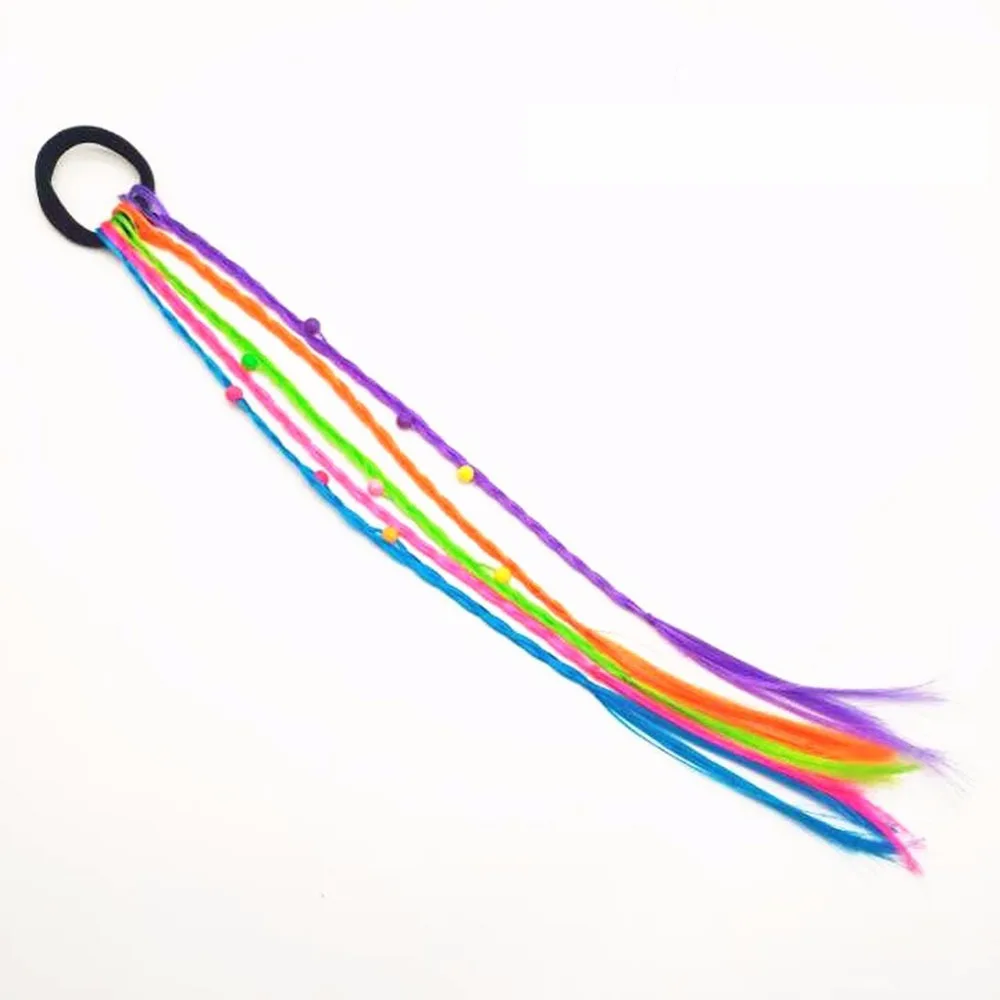 Round multicolor 1 шт., детский цветной парик, заколка для волос, для женщин и девочек, косичка, эластичные ленты для волос, уличная производительность, аксессуары для волос для укладки - Цвет: Round multicolor