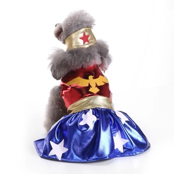 

Funny Pet Cat Dog Costumes Dog Apparel Clothes for Halloween Cosplay Superman Wonder Women Costumes Jacket Cloak Dog Accessories