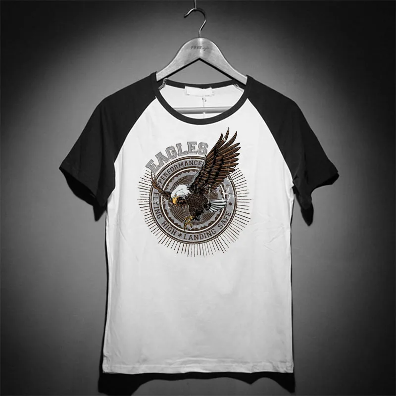 aero style eagle circle logo design punk goth rock men women t shirt raglan ringer short sleeves O neck tee tops | Мужская одежда
