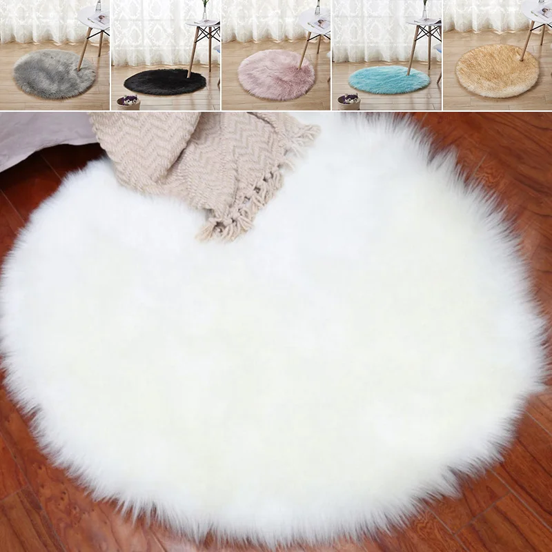 Диаметр 35 см пушистые искусственный мех поддельные шерстяные ковры из овчины