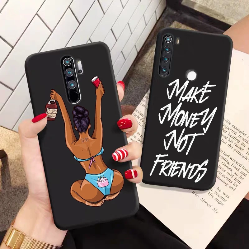 MAKE MONEY Not Friends Black head Girl black TPU Soft Silicone Case for Redmi7 Redmi8A Redmi9 Redmi10X Redmi K20 K30pro | Мобильные