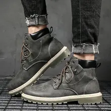 Новинка; кожаные ботильоны; сезон осень-зима; мужские ботинки «Джейсон Мартинс»; модные ботинки в байкерском стиле; уличные рабочие зимние ботинки; мужская обувь