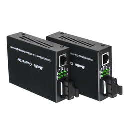Convertidor de medios de fibra Gigabit Ethernet con transceptor SC monomodo integrado de 1Gb, 10/100/1000M, RJ45 a 1000Base-LX, hasta 20km