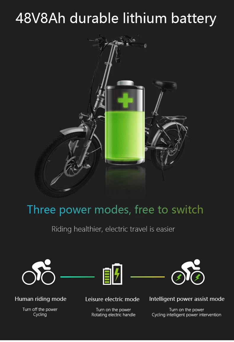 MYATU Electric Bike 48V 8AH Folding Electric Bicycle Multifunctional Type Made In Steel Frame Electric Scooter CE Child Style