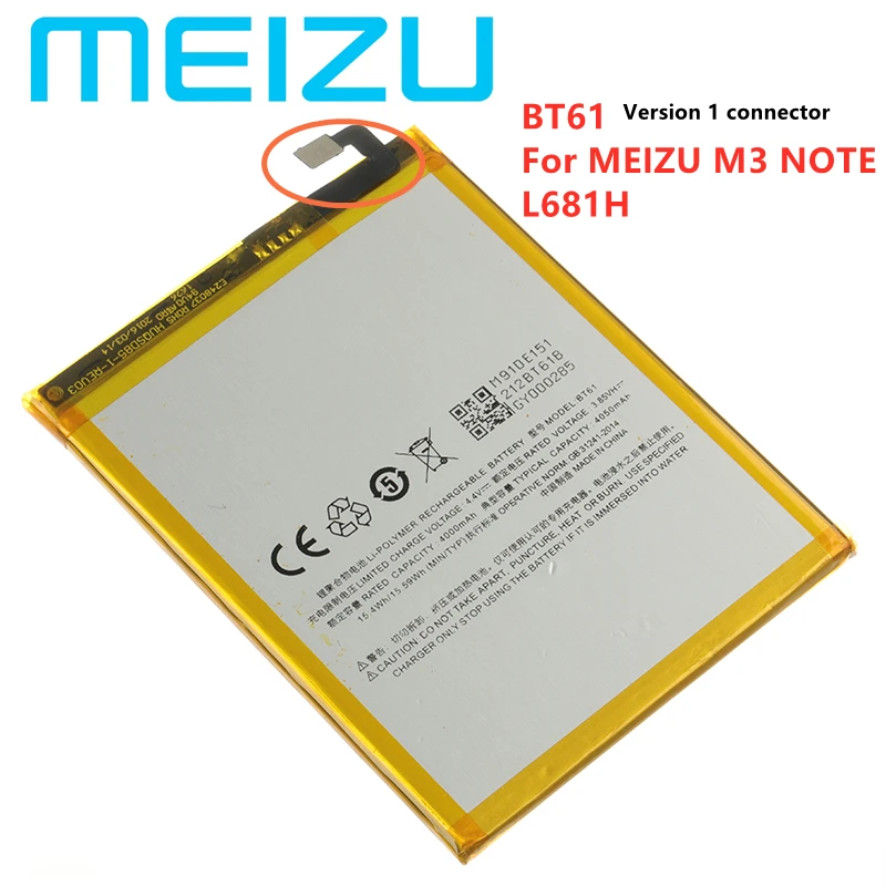 Meizu 100% Original 4000mAh BT61 Battery For Meizu M3 Note L681 L681H Phone Latest Production Battery+Tracking Number new phone battery