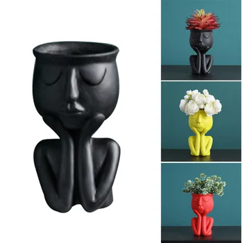 

Spot Character Portrait Flower Pot Resin Succulents Plant Pot Abstract Face Flower Pot Home Desktop Landscape Decor VJ-Drop