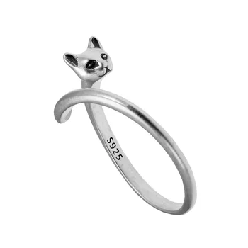 

Cute Cat Matte Open Adjustable Silver Ring for Women 925 Sterling Silver Ring Designer Creative Jewelry