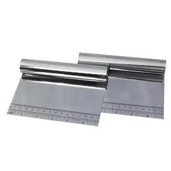 

2pcs Replacement Pizza Scraper Solid Stainless Steel Bench Chopper with Scale Practical Dough Cutter for Kitchen
