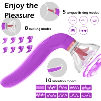 Tongue Licking Vibrator Nipple Sucker Clitoris Stimulator Labia Breast Inhale Enlarge Massage Vacuum Cup Pump Sex Toys for Women 4