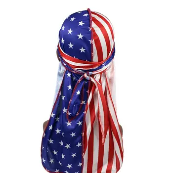 

Unisex Silky Durags Funny Dollar American US Flag Print Bonnet Hat Pirate Cap
