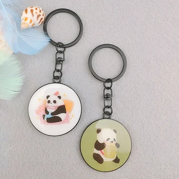 

Cute Animal Panda Key Chain Decoration DIY Gift Back Mirror Key Rings