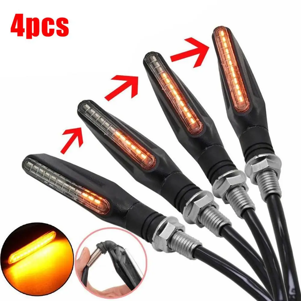 

On salling! 4PCS Motorcycle LED Turn Signal Lamp Sequential Flowing Indicator Light Amber light bulbs lamp Wholesale CSV